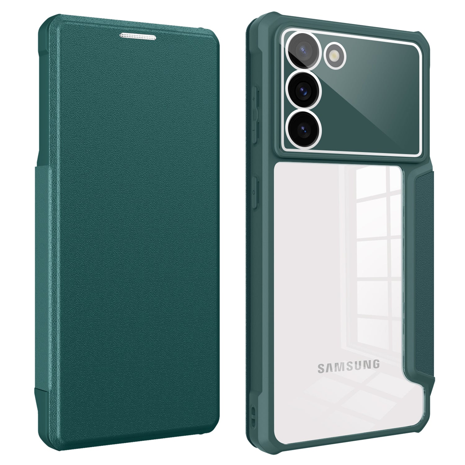 For Samsung Galaxy S23 Card Holder Phone Case PU Leather TPU PC Phone Stand Cover