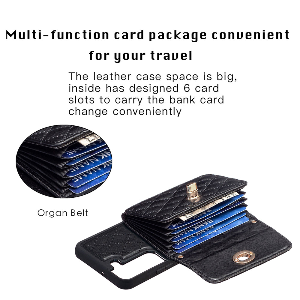 BF21 Kickstand telefoncover til Samsung Galaxy S22 5G kortholder Læder TPU bagcover 