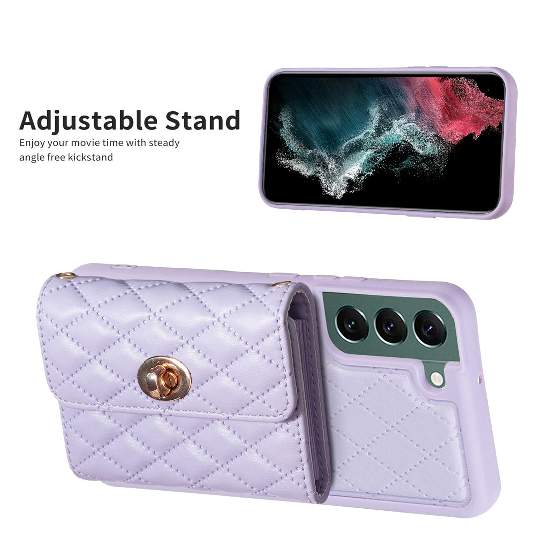 BF21 Kickstand telefoncover til Samsung Galaxy S22 5G kortholder Læder TPU bagcover 