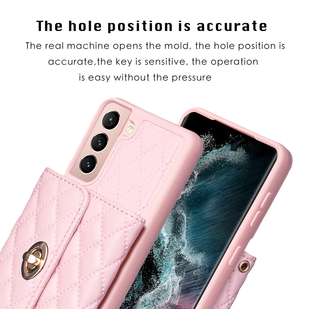 BF21-Style For Samsung Galaxy S21 5G / 4G Card Bag Kickstand Back Cover PU Leather TPU Phone Case with Long Strap