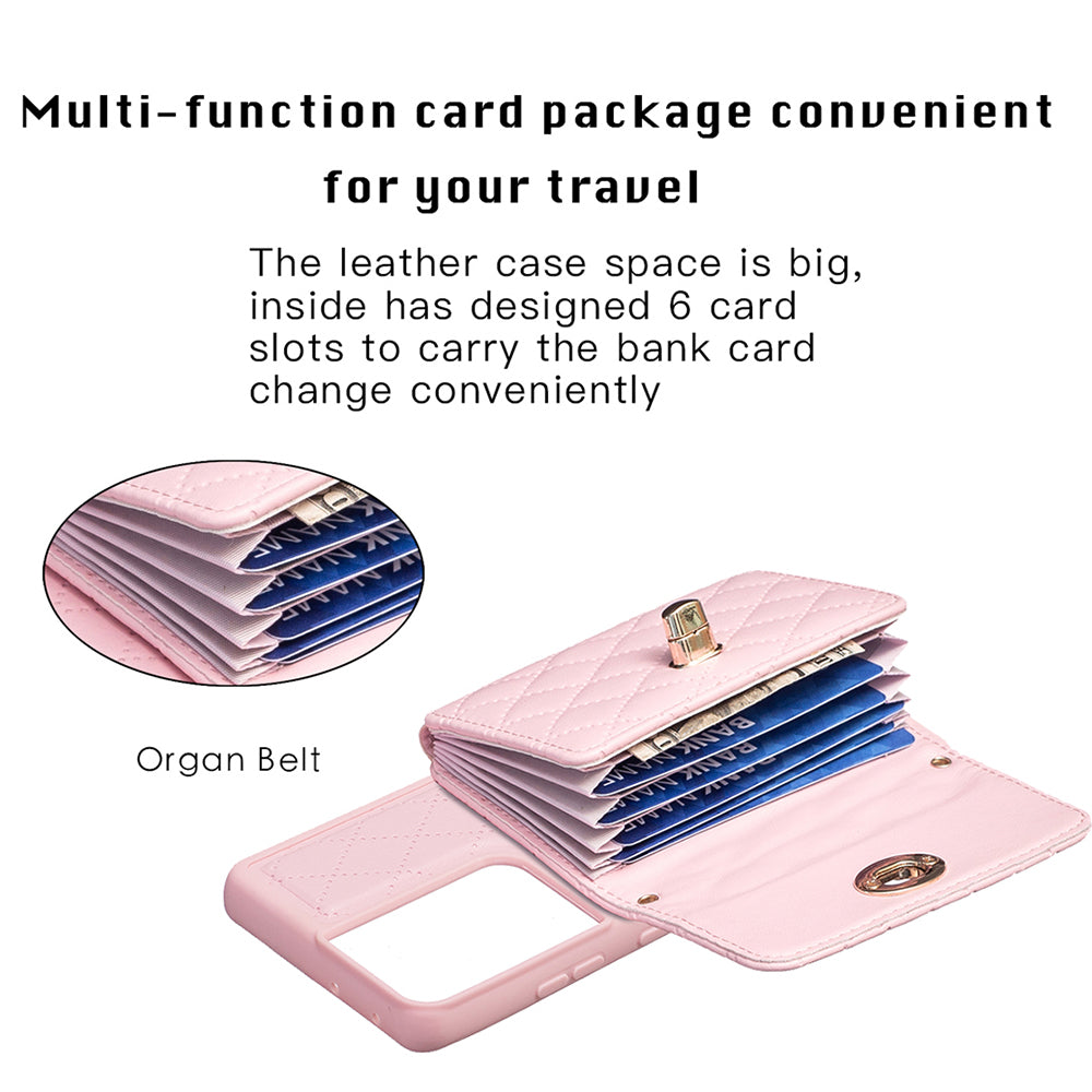 BF21-Style For Samsung Galaxy S21 Ultra 5G PU Leather TPU Phone Protective Case Card Holder Kickstand Cover with Shoulder Strap