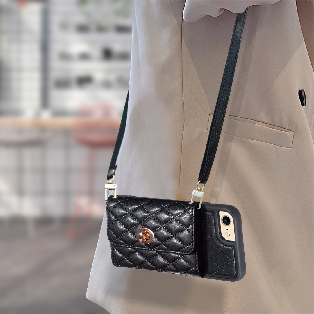 BF21-Style For iPhone 6/6s/7/8 4.7 inch Phone Protective Case Long Strap PU Leather TPU Cover with Card Bag Kickstand