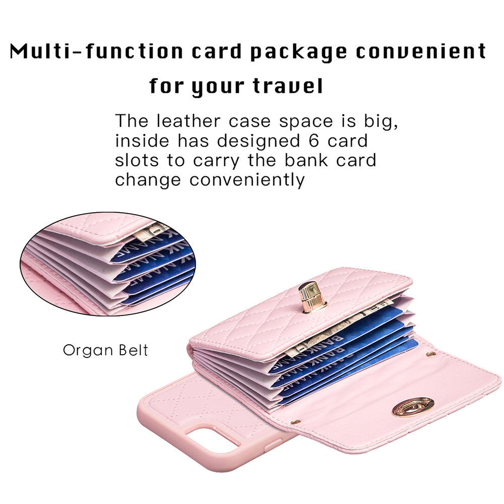 BF21-Style For iPhone 6/6s/7/8 4.7 inch Phone Protective Case Long Strap PU Leather TPU Cover with Card Bag Kickstand