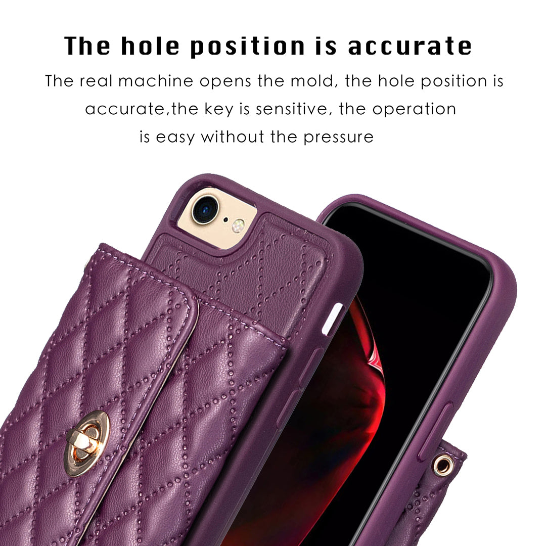 BF21-Style For iPhone 6/6s/7/8 4.7 inch Phone Protective Case Long Strap PU Leather TPU Cover with Card Bag Kickstand