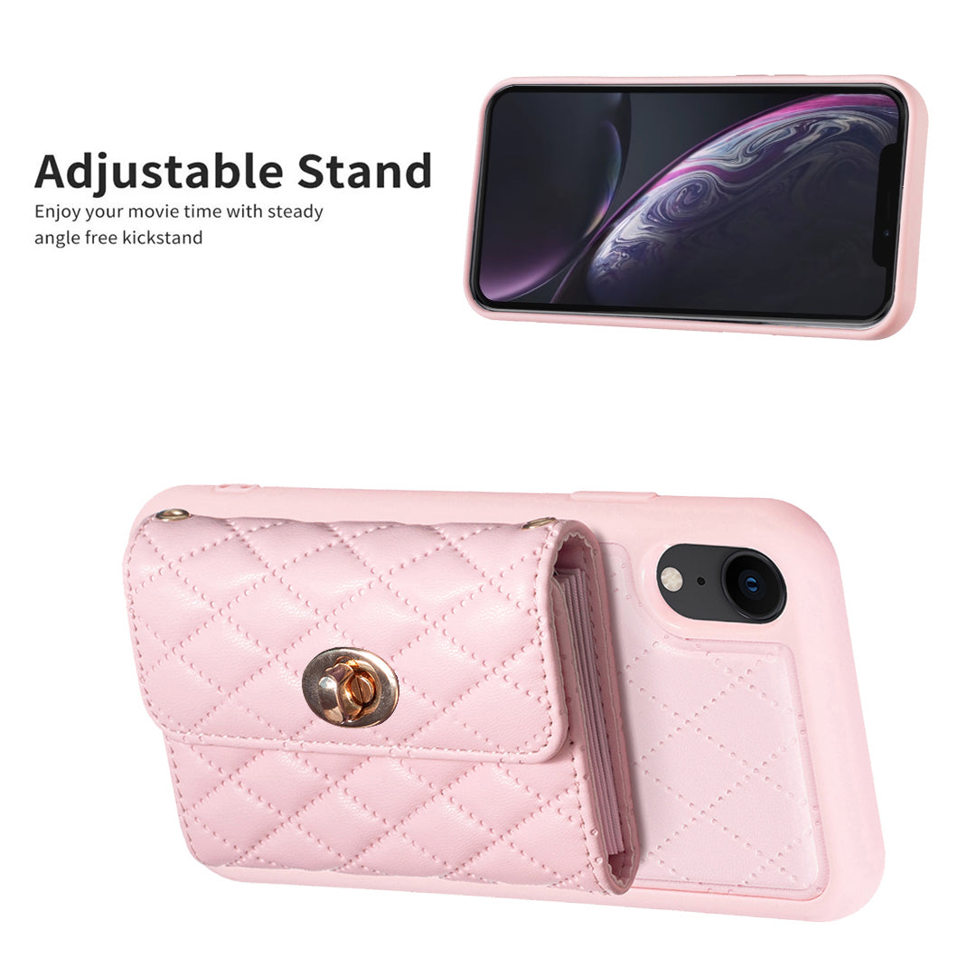 BF21 Kickstand PU Leather TPU Shell for iPhone XR 6.1 inch Shockproof Phone Card Holder Case