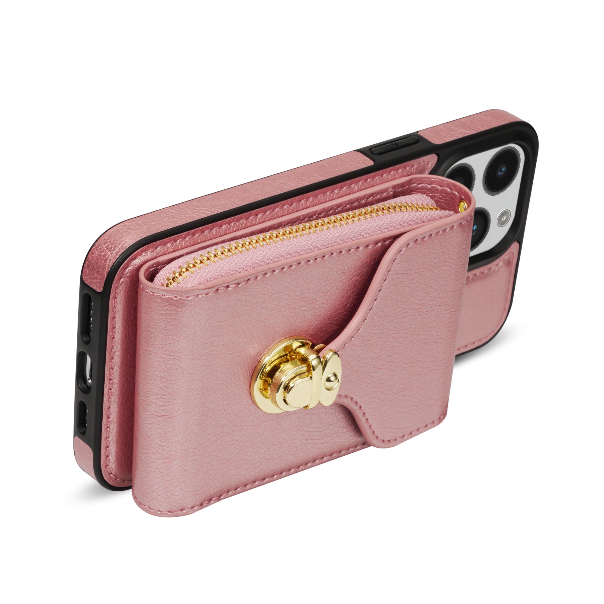 Pro iPhone 14 Pro Max PU kůže TPU stojánek na telefon Pouzdro na slot pro kartu Držák na zip Taška na zip Kryt telefonu 