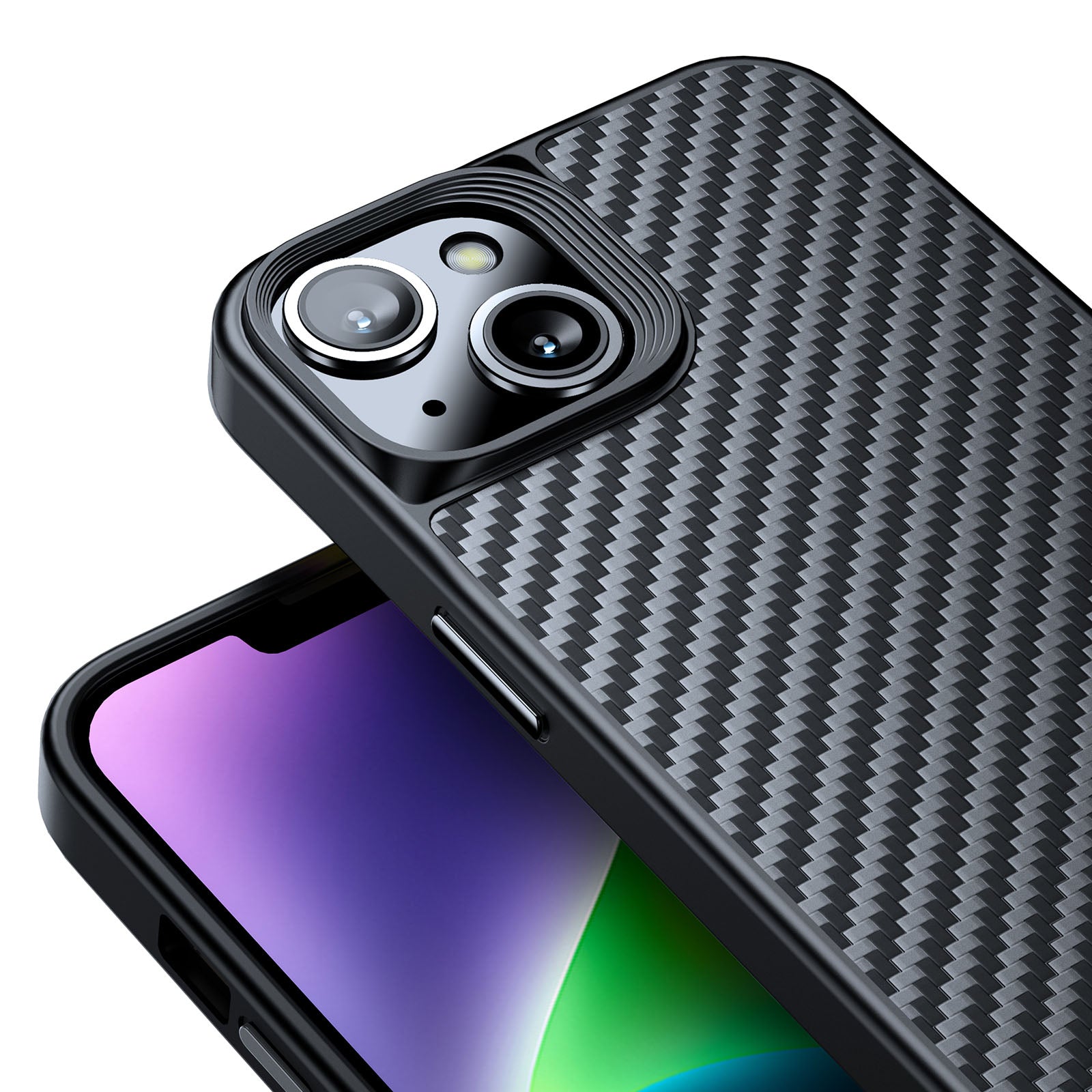 For iPhone 14 Kevlar Fiber TPU Magnetic Anti-scratch Back Cover Anti-fingerprint Phone Case