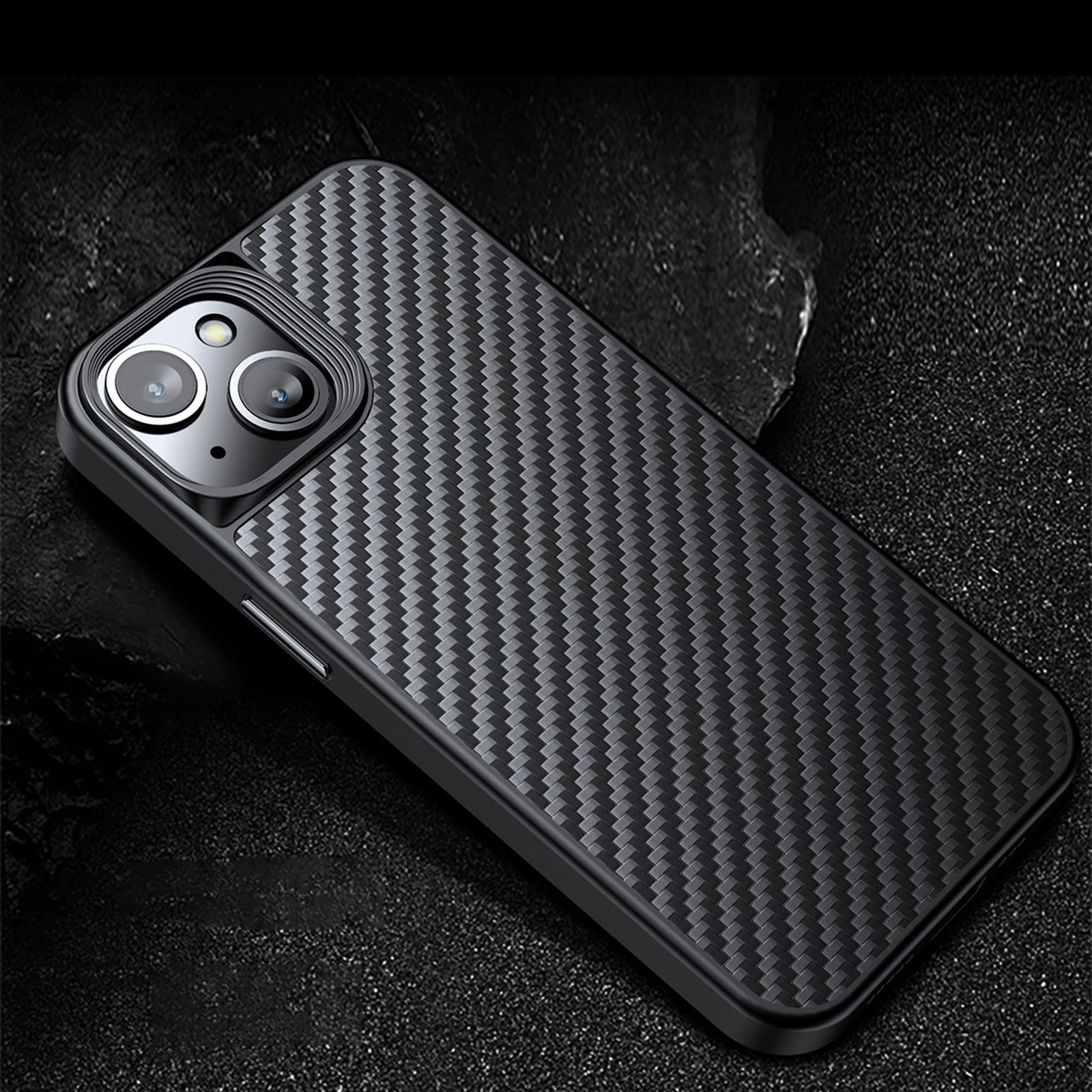For iPhone 14 Kevlar Fiber TPU Magnetic Anti-scratch Back Cover Anti-fingerprint Phone Case