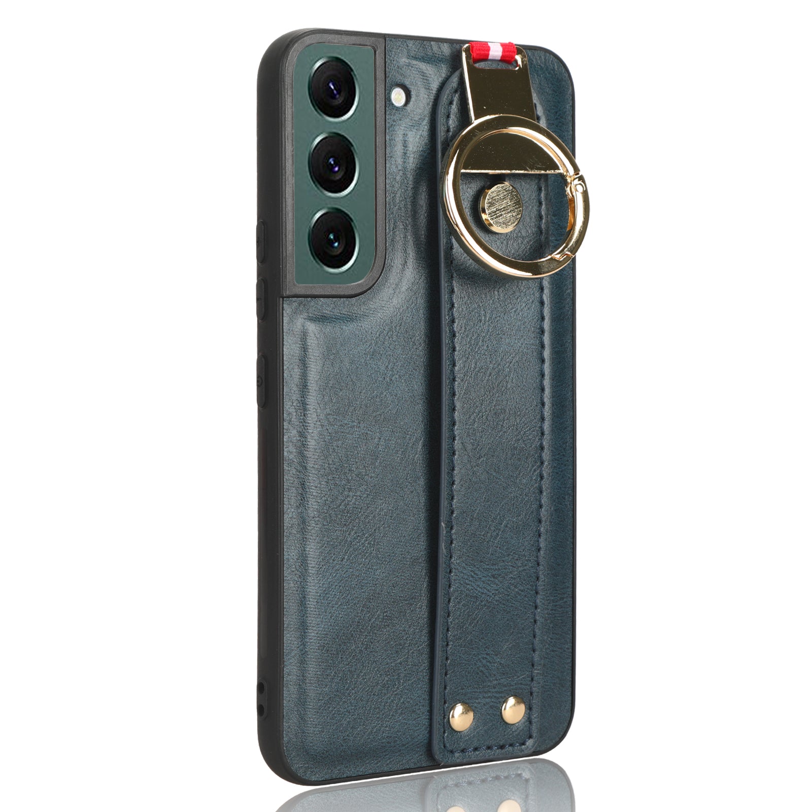 For Samsung Galaxy S22 5G PU Leather Coated PC TPU Phone Case with Wristband Kickstand and Neck Strap