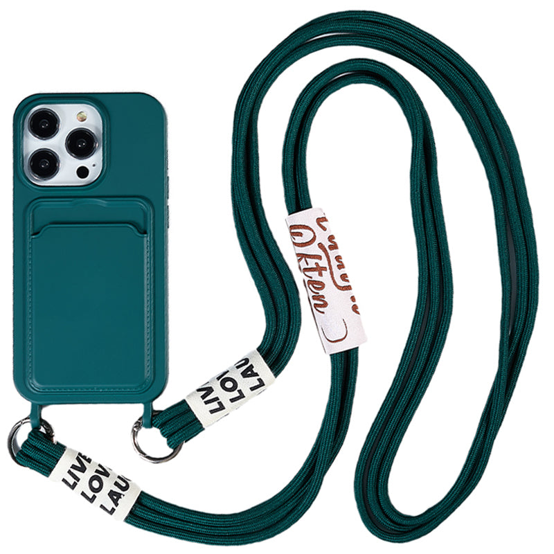 Beskyttende etui til iPhone 14 Pro Anti-drop flydende silikone telefoncover med kortslotstrop