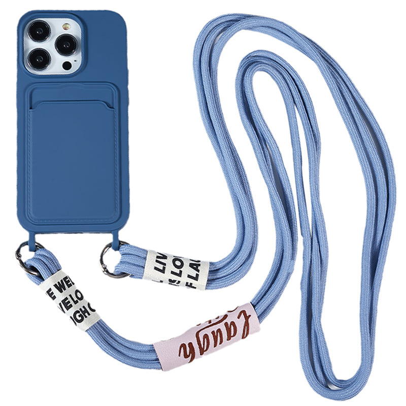 Beskyttende etui til iPhone 14 Pro Anti-drop flydende silikone telefoncover med kortslotstrop