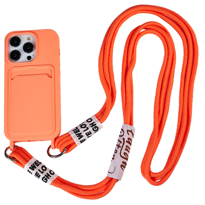 Anti-Drop Slim Case for iPhone 13 Pro Max 6.7 inch Liquid Silicone Phone Cover with Card Slot Strap
