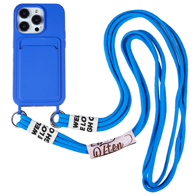 Anti-Drop Slim Case for iPhone 13 Pro Max 6.7 inch Liquid Silicone Phone Cover with Card Slot Strap