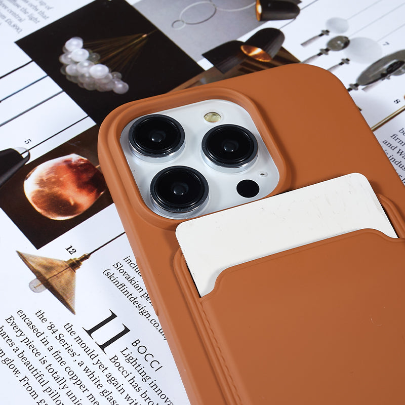 Anti-Drop Slim Case for iPhone 13 Pro Max 6.7 inch Liquid Silicone Phone Cover with Card Slot Strap