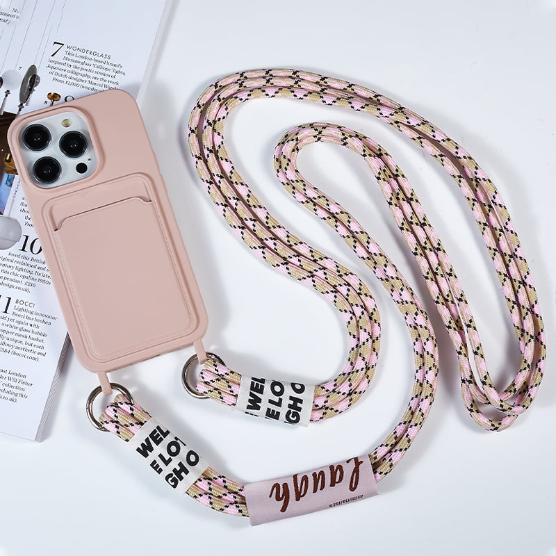 Anti-Drop Slim Case for iPhone 13 Pro Max 6.7 inch Liquid Silicone Phone Cover with Card Slot Strap
