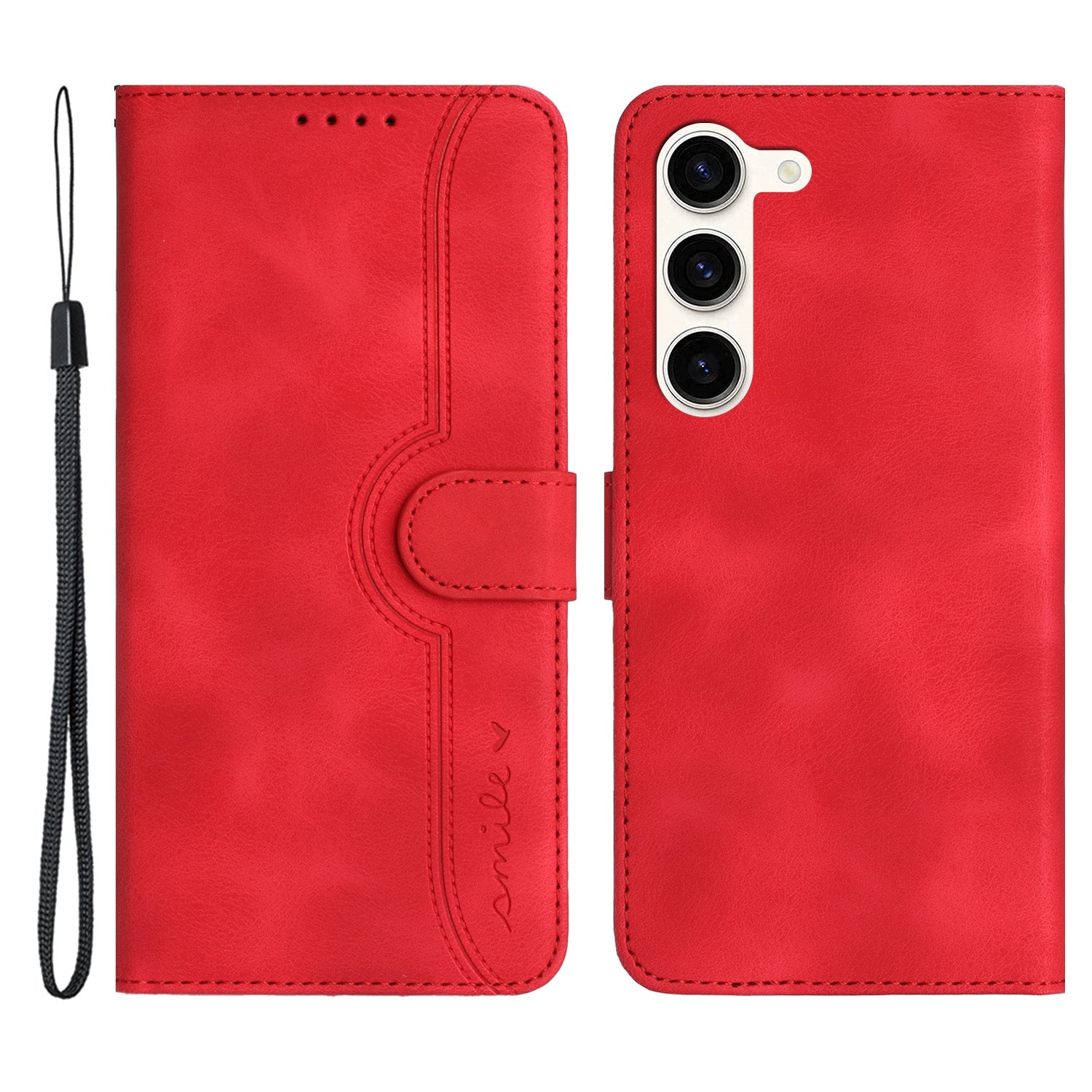 YX003 Pro Samsung Galaxy S23 Pouzdro na mobilní telefon odolný proti poškrábání PU kožený stojánek na peněženku Kryt se vzorem úsměvu