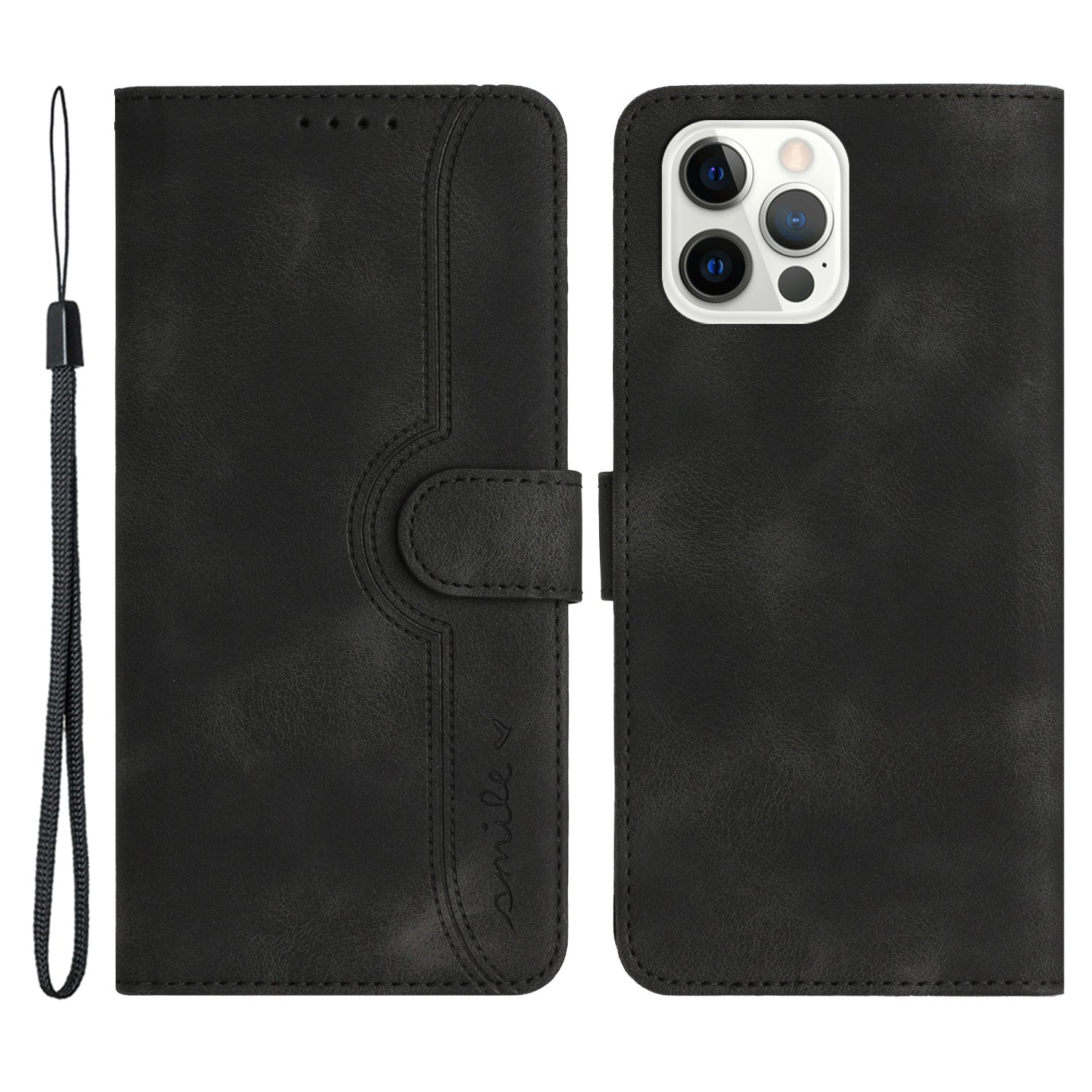 YX003 For iPhone 14 Pro Imprinted Smile Pattern PU Leather Cover Wallet Stand Cell Phone Case
