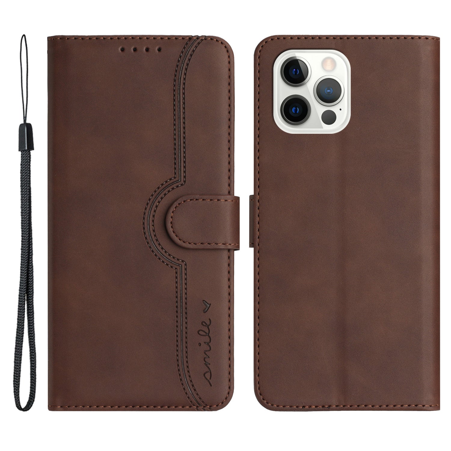 YX003 For iPhone 14 Pro Imprinted Smile Pattern PU Leather Cover Wallet Stand Cell Phone Case