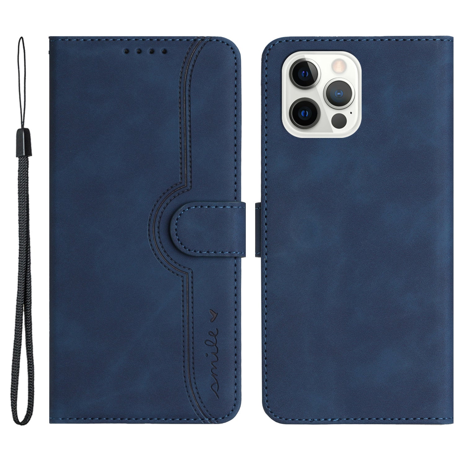 YX003 For iPhone 14 Pro Imprinted Smile Pattern PU Leather Cover Wallet Stand Cell Phone Case