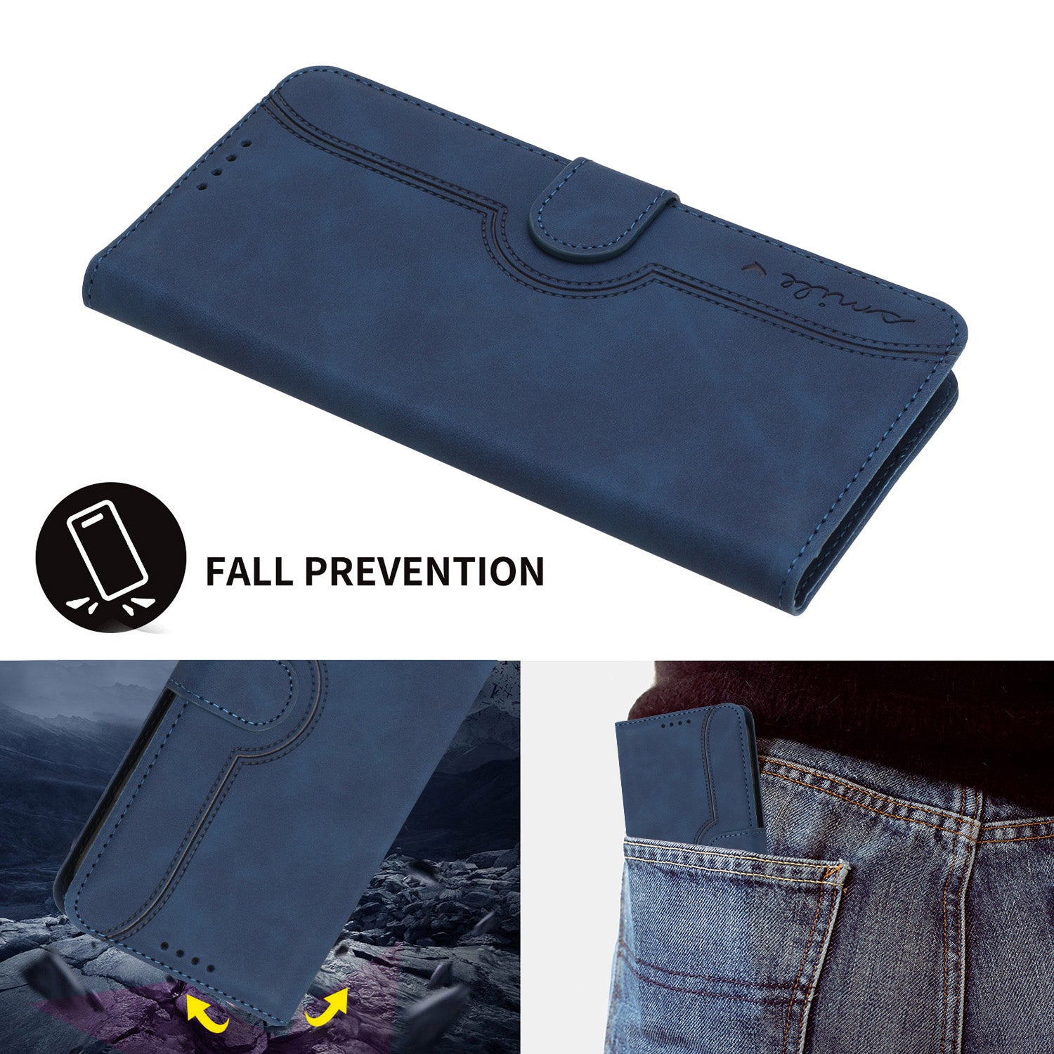 YX003 Wallet Phone Stand Case for iPhone 14 PU Leather Imprinted Pattern Cover