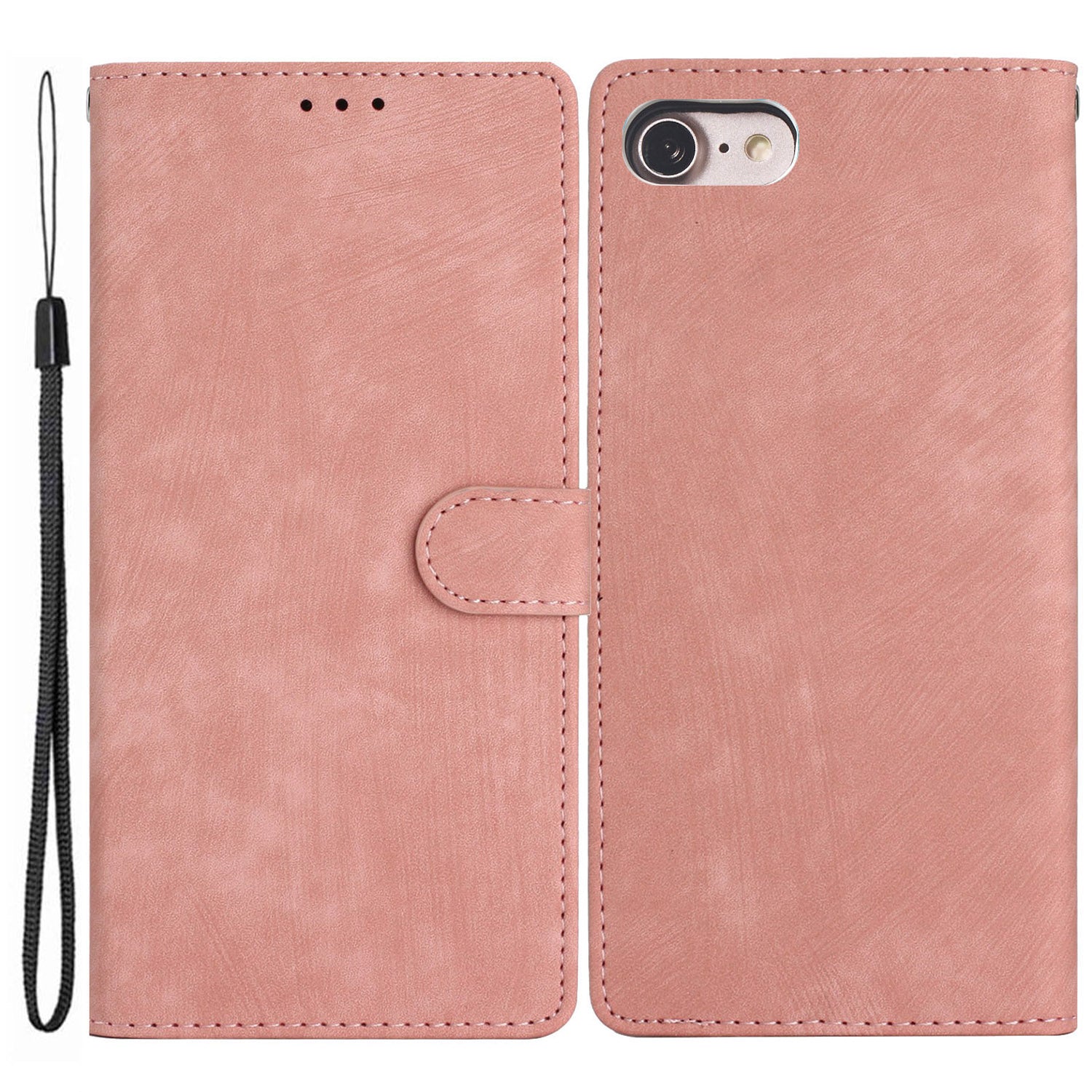 For iPhone 7/8/SE (2020)/SE (2022) PU Leather Solid Color Cover Skin-touch Stand Wallet Phone Case