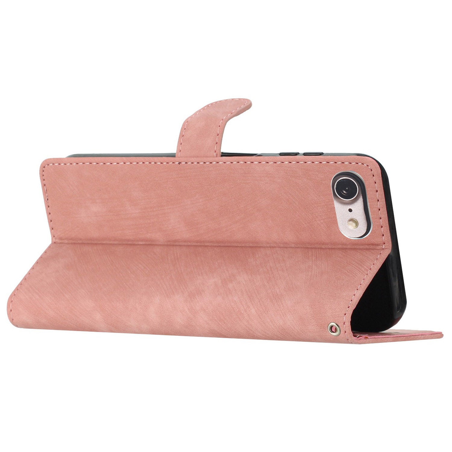 For iPhone 7/8/SE (2020)/SE (2022) PU Leather Solid Color Cover Skin-touch Stand Wallet Phone Case