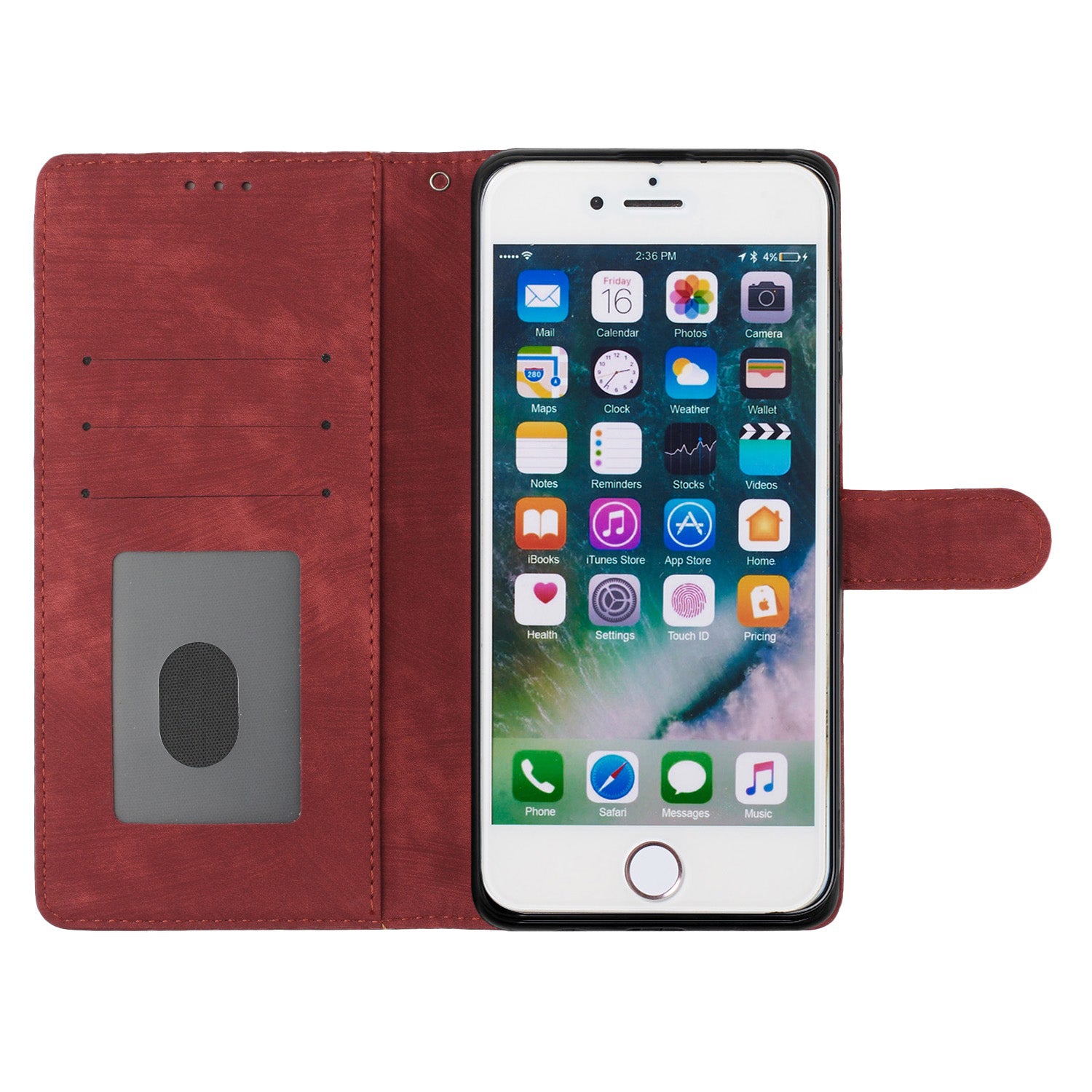 For iPhone 7/8/SE (2020)/SE (2022) PU Leather Solid Color Cover Skin-touch Stand Wallet Phone Case