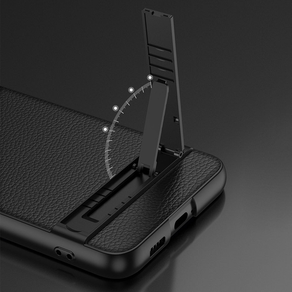 GKK til Samsung Galaxy S23 PU-læderbelagt TPU-telefontaske Carbon Fiber Texture Ultra-tyndt, slankt Kickstand Cover