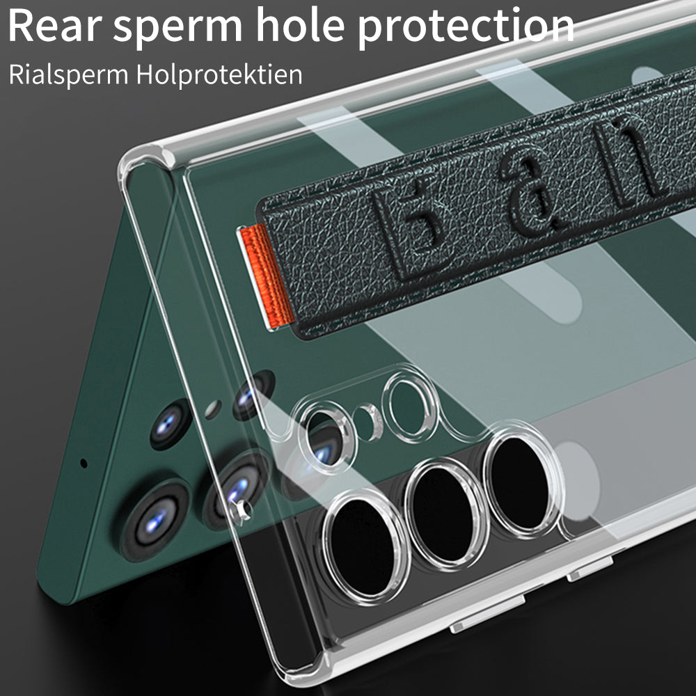 GKK For Samsung Galaxy S23 Ultra 5G TPU PC Phone Case Shockproof Cell Phone Cover with Elastic Band