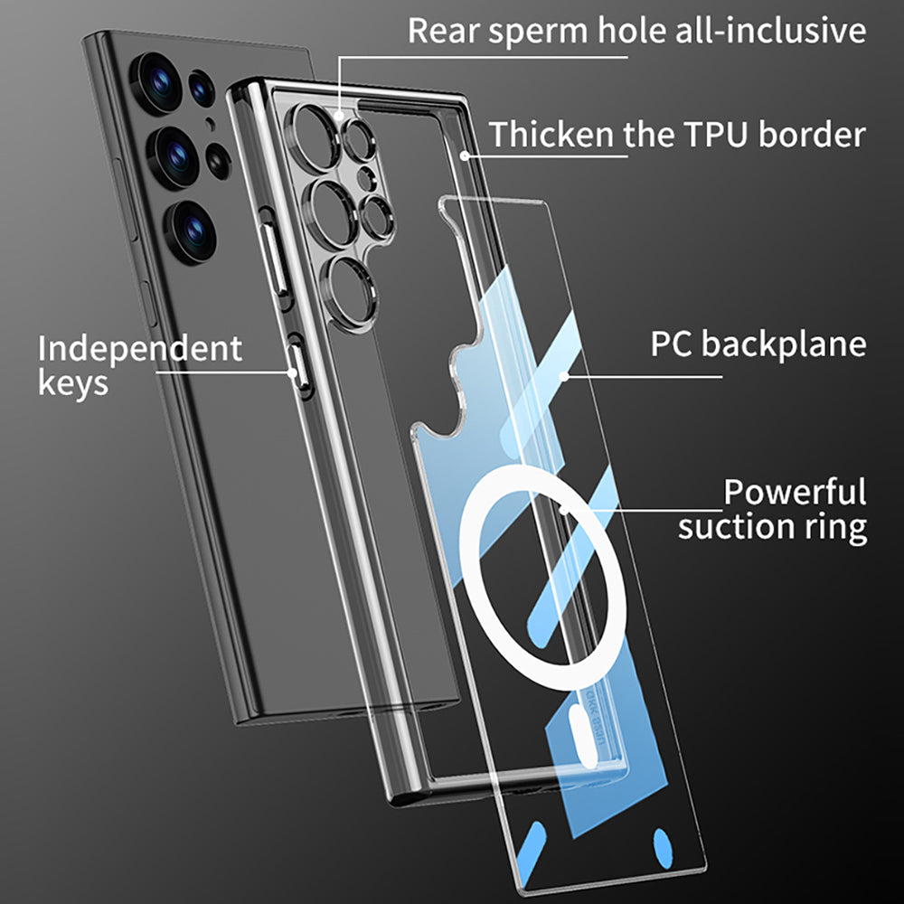 GKK Magnetic TPU PC Phone Case for Samsung Galaxy S23 Ultra 5G Case HD Clear Protective Cell Phone Cover