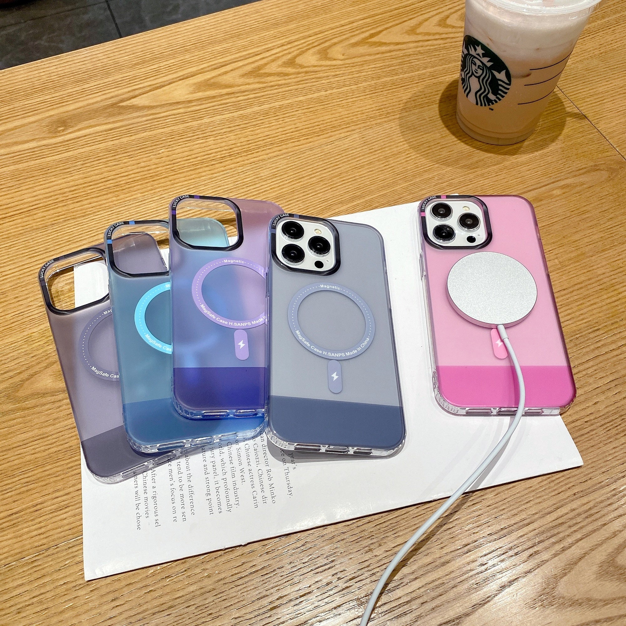 For iPhone 14 Pro Max Magnetic Phone Case Dual Color IMD Protective Phone Cover