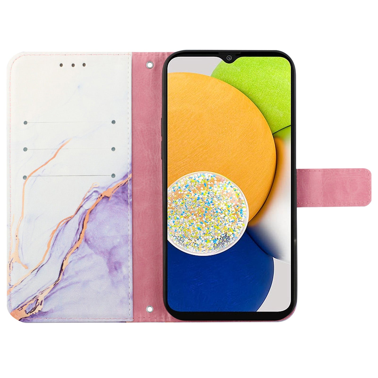 YB Pattern Printing Leather Series-6 For Samsung Galaxy M14 5G Marble Pattern Leather Wallet Cover Stand Phone Case