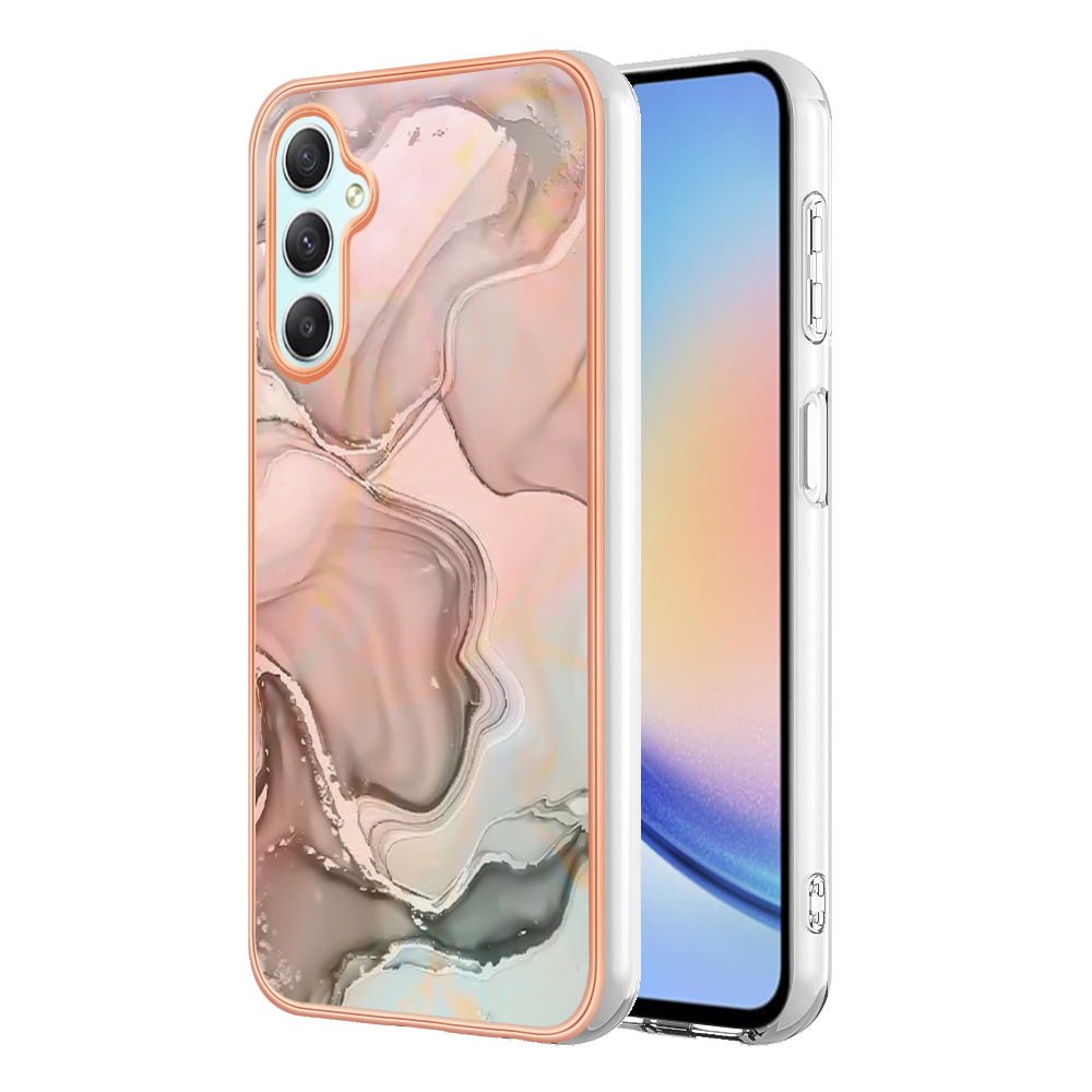 YB IMD Series-16 Style E TPU Back Case for Samsung Galaxy A24 4G IMD 2.0mm Electroplating Marble Pattern Phone Cover