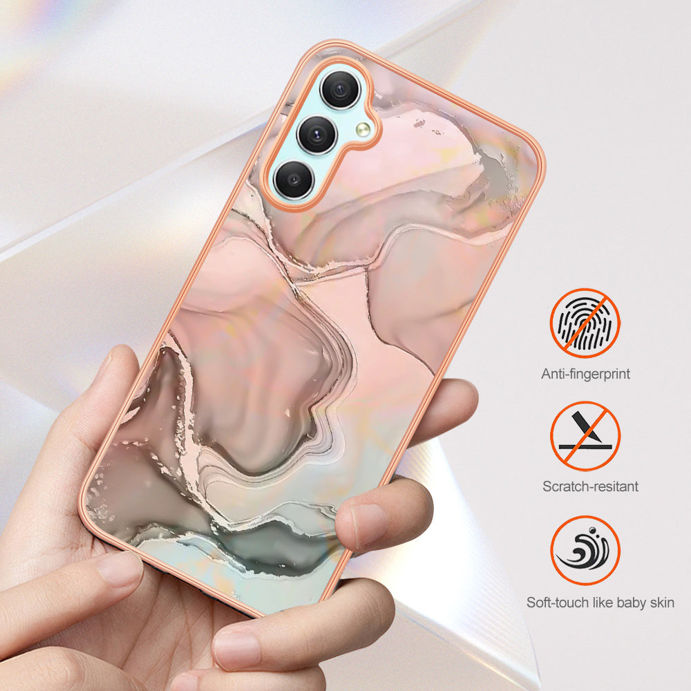 YB IMD Series-16 Style E TPU Back Case for Samsung Galaxy A24 4G IMD 2.0mm Electroplating Marble Pattern Phone Cover