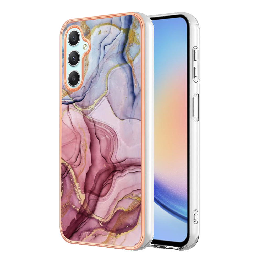 YB IMD Series-16 Style E TPU Back Case for Samsung Galaxy A24 4G IMD 2.0mm Electroplating Marble Pattern Phone Cover