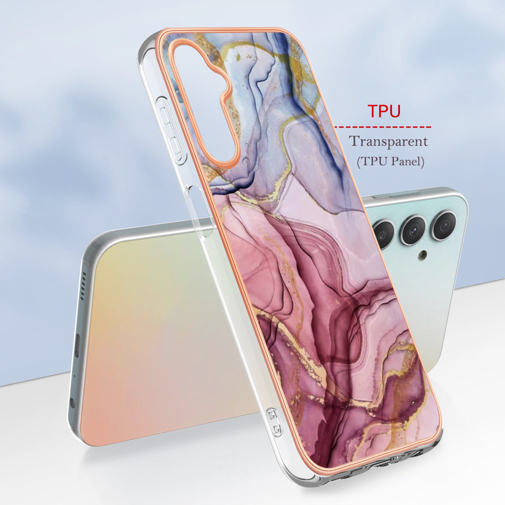 YB IMD Series-16 Style E TPU Back Case for Samsung Galaxy A24 4G IMD 2.0mm Electroplating Marble Pattern Phone Cover