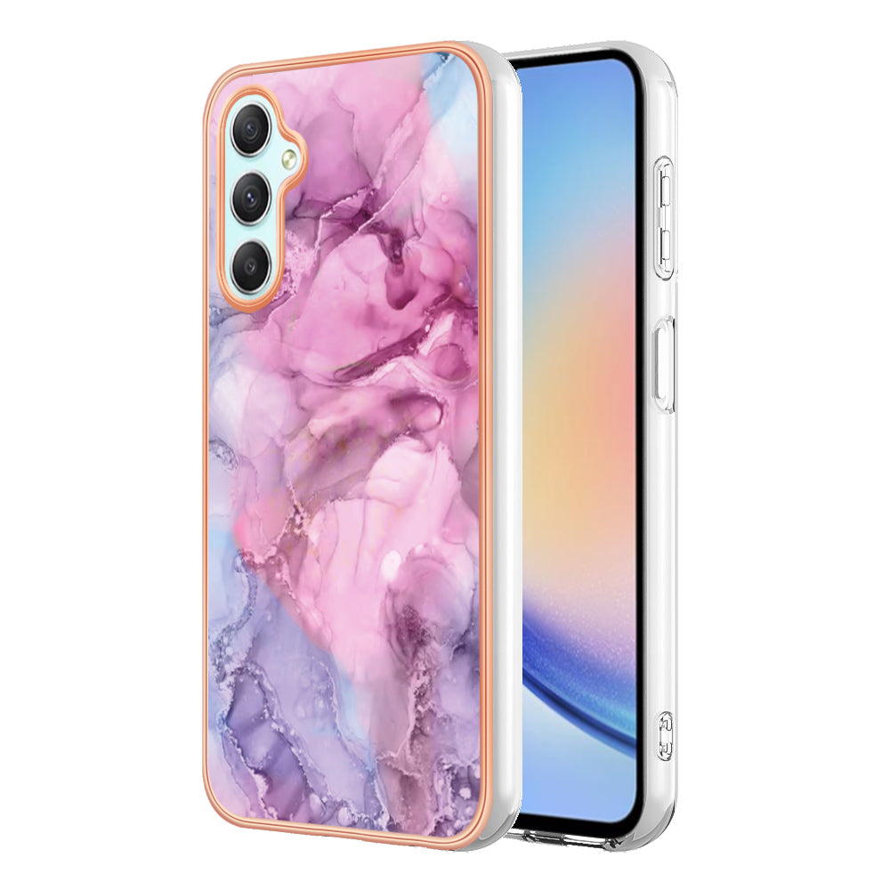 YB IMD Series-16 Style E TPU Back Case for Samsung Galaxy A24 4G IMD 2.0mm Electroplating Marble Pattern Phone Cover