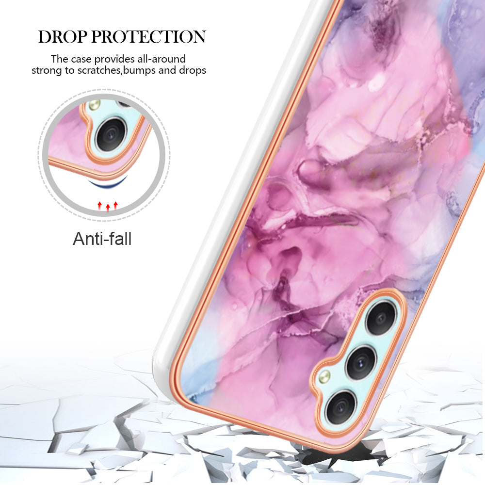 YB IMD Series-16 Style E TPU Back Case for Samsung Galaxy A24 4G IMD 2.0mm Electroplating Marble Pattern Phone Cover