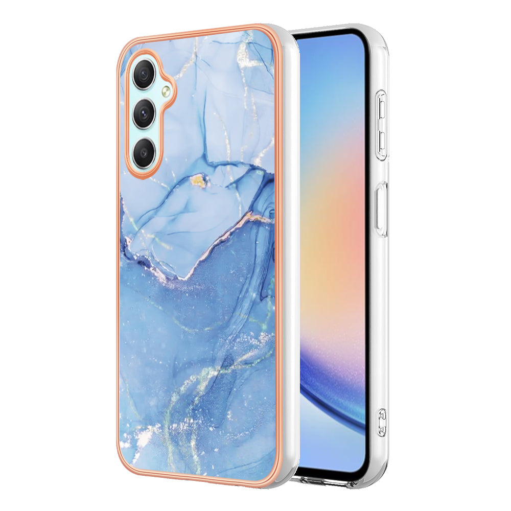 YB IMD Series-16 Style E TPU Back Case for Samsung Galaxy A24 4G IMD 2.0mm Electroplating Marble Pattern Phone Cover