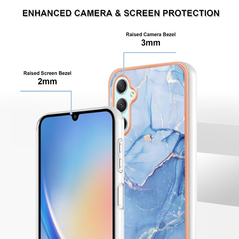YB IMD Series-16 Style E TPU Back Case for Samsung Galaxy A24 4G IMD 2.0mm Electroplating Marble Pattern Phone Cover