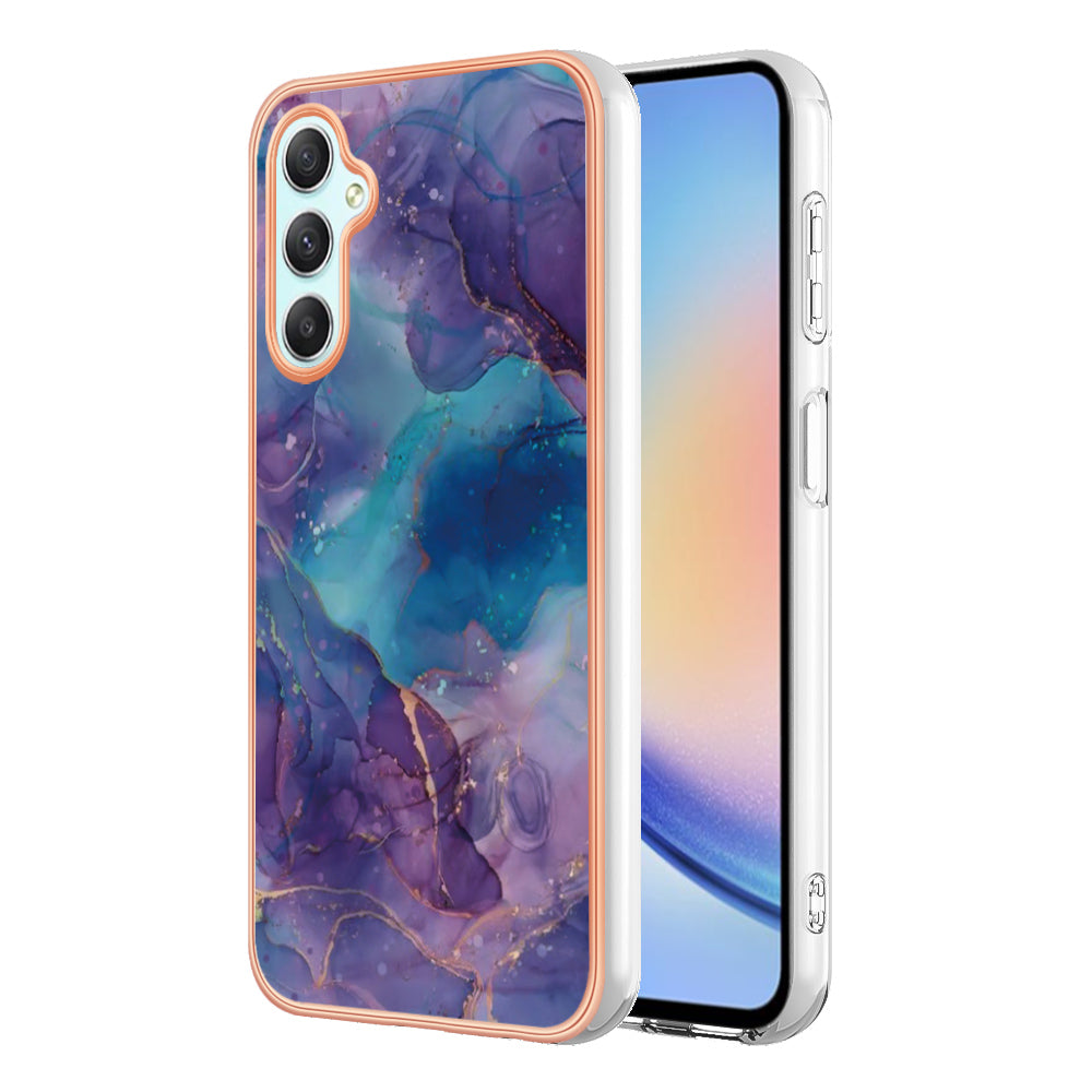 YB IMD Series-16 Style E TPU Back Case for Samsung Galaxy A24 4G IMD 2.0mm Electroplating Marble Pattern Phone Cover