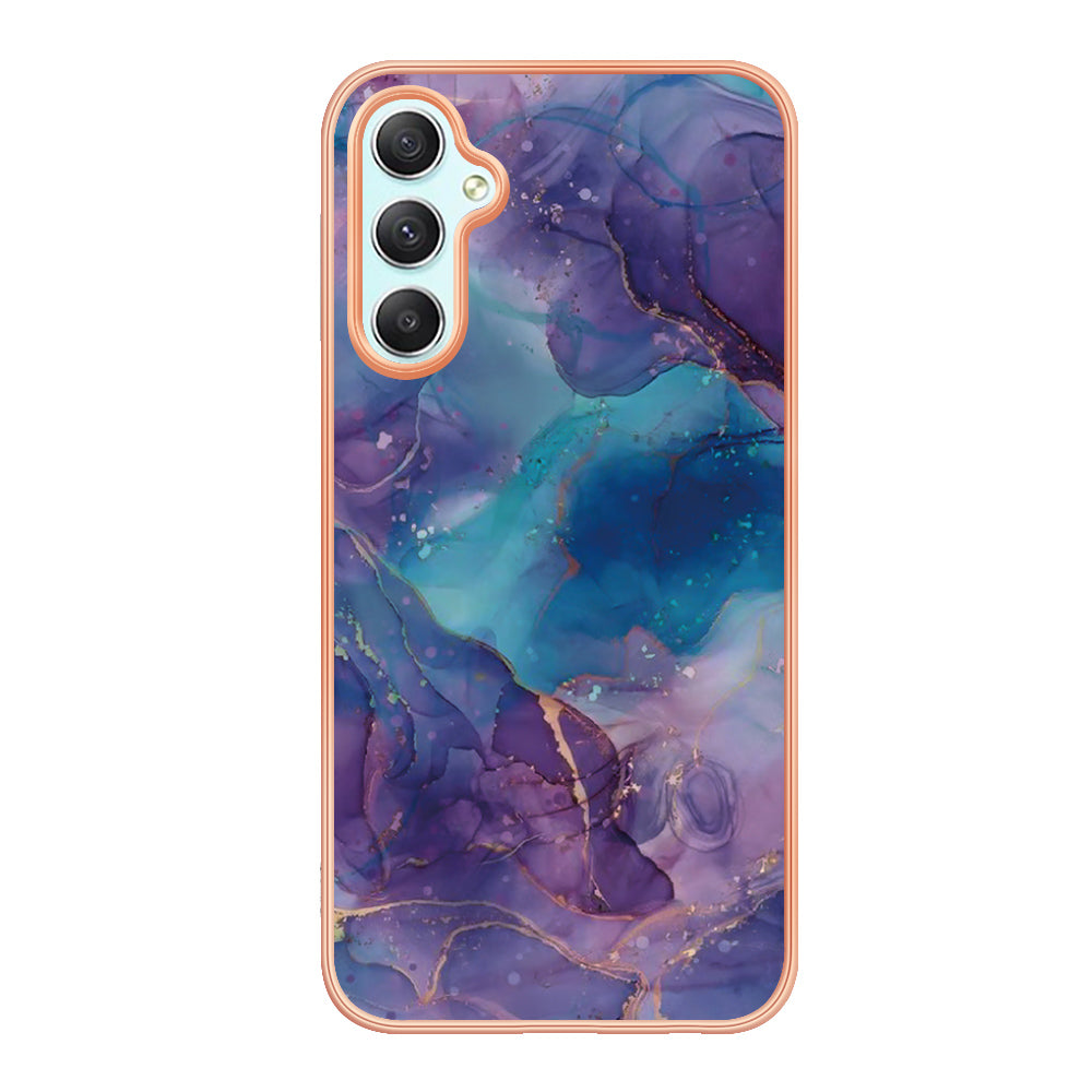 YB IMD Series-16 Style E TPU Back Case for Samsung Galaxy A24 4G IMD 2.0mm Electroplating Marble Pattern Phone Cover