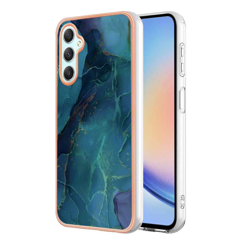 YB IMD Series-16 Style E TPU Back Case for Samsung Galaxy A24 4G IMD 2.0mm Electroplating Marble Pattern Phone Cover