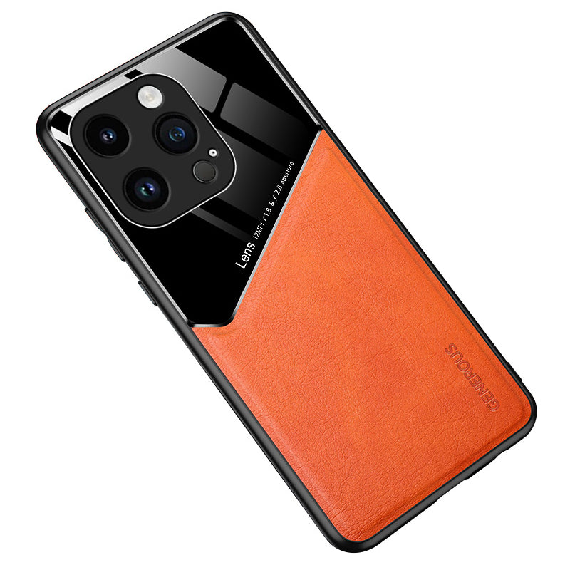 For iPhone 14 Pro Max Leather Coated Case Built-in Magnetic Holder Metal Sheet Phone Cover