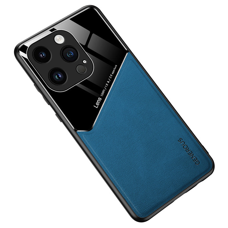 For iPhone 14 Pro Max Leather Coated Case Built-in Magnetic Holder Metal Sheet Phone Cover