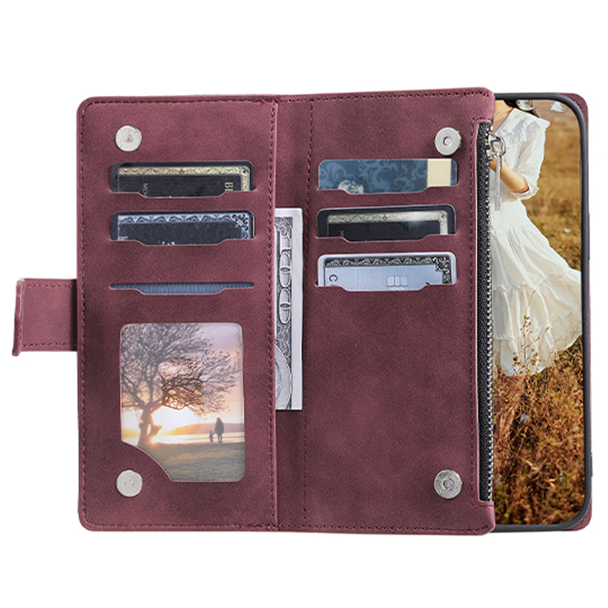 Zippered Wallet Phone Case for Samsung Galaxy A34 5G PU Leather Cover Rhombus Imprinted Phone Shell with Strap