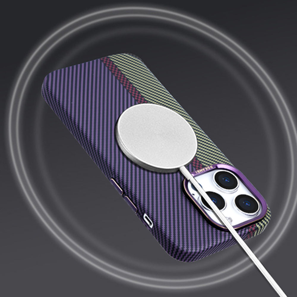 DGKAMEI For iPhone 14 Pro Max Color Splicing Carbon Fiber Texture Phone Case Anti-drop Back Cover