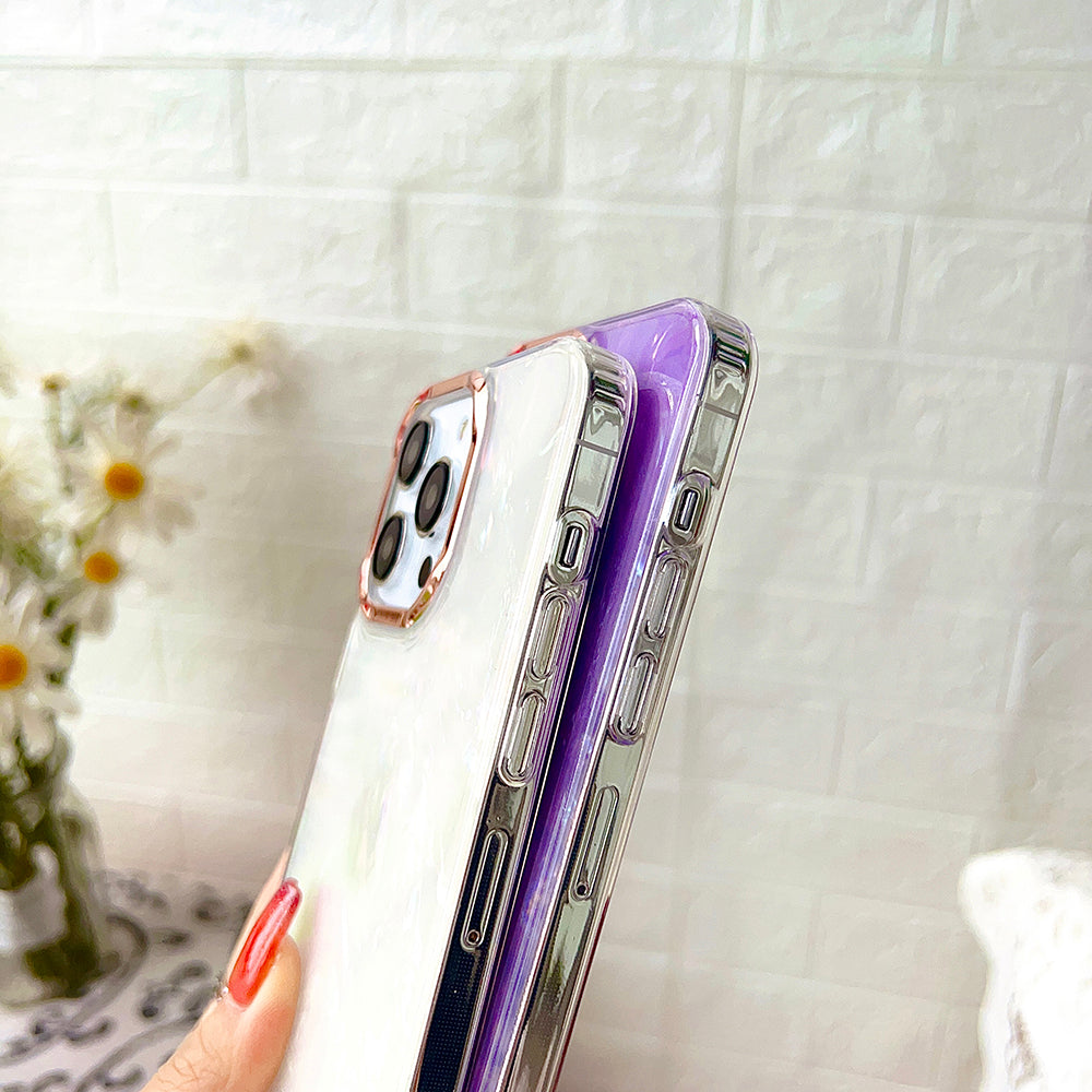 For iPhone 13 Pro Max 6.7 inch Shell Pattern IMD Phone Case Hybrid Protective Cover
