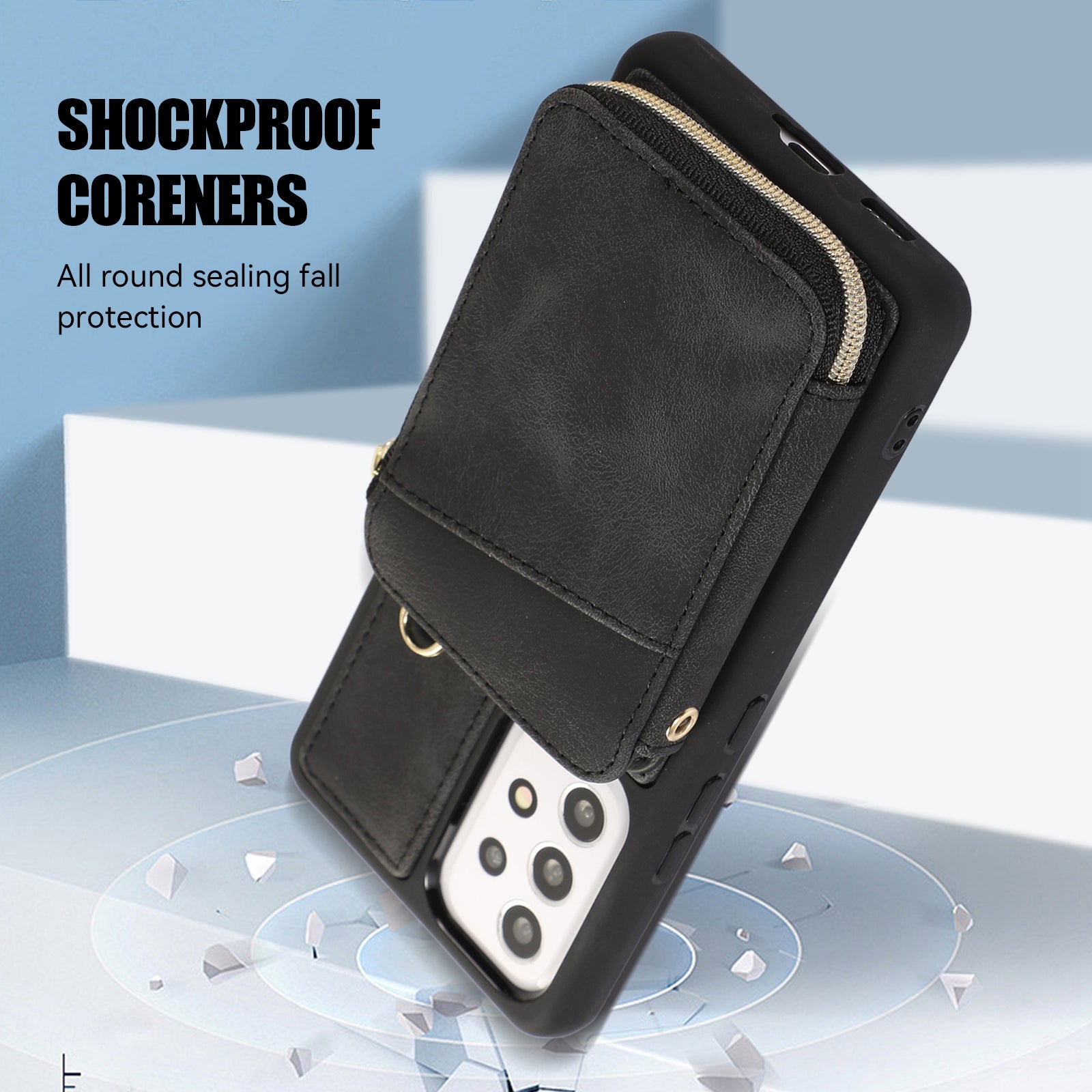 For Samsung Galaxy A13 4G / A13 5G / M13 5G / A04s 4G / A04 4G Zipper Phone Case PU Leather TPU Kickstand Phone Cover