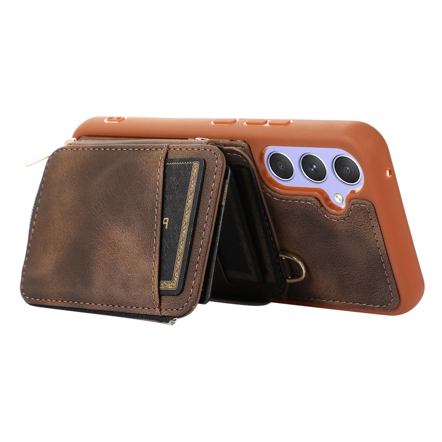 Card Holder Pocket Case for Samsung Galaxy A54 5G PU Leather Coated TPU Kickstand Phone Cover Shell